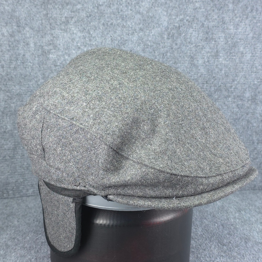 Dockers Hat Cap Mens‎ Medium Fitted Gray Ivy Flat Ear Flap Newsboy Winter Wool